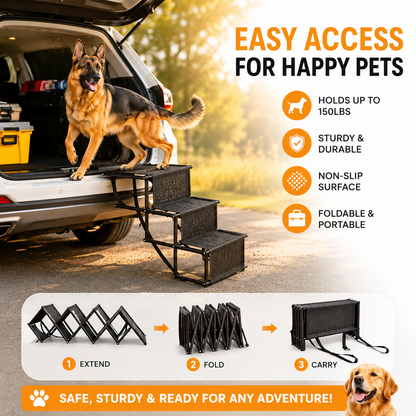 StepPaws 4-Step Folding Dog Car Stairs