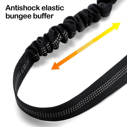 Close-up of the ruched elastic bungee section that absorbs a sudden pull
