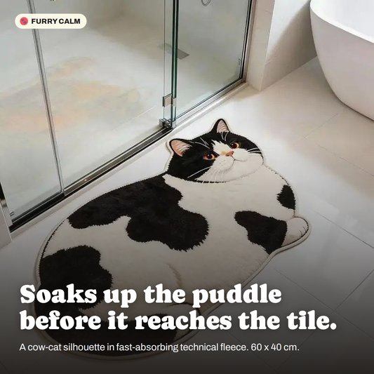 Cow Cat Absorbent Bath Mat in a real room