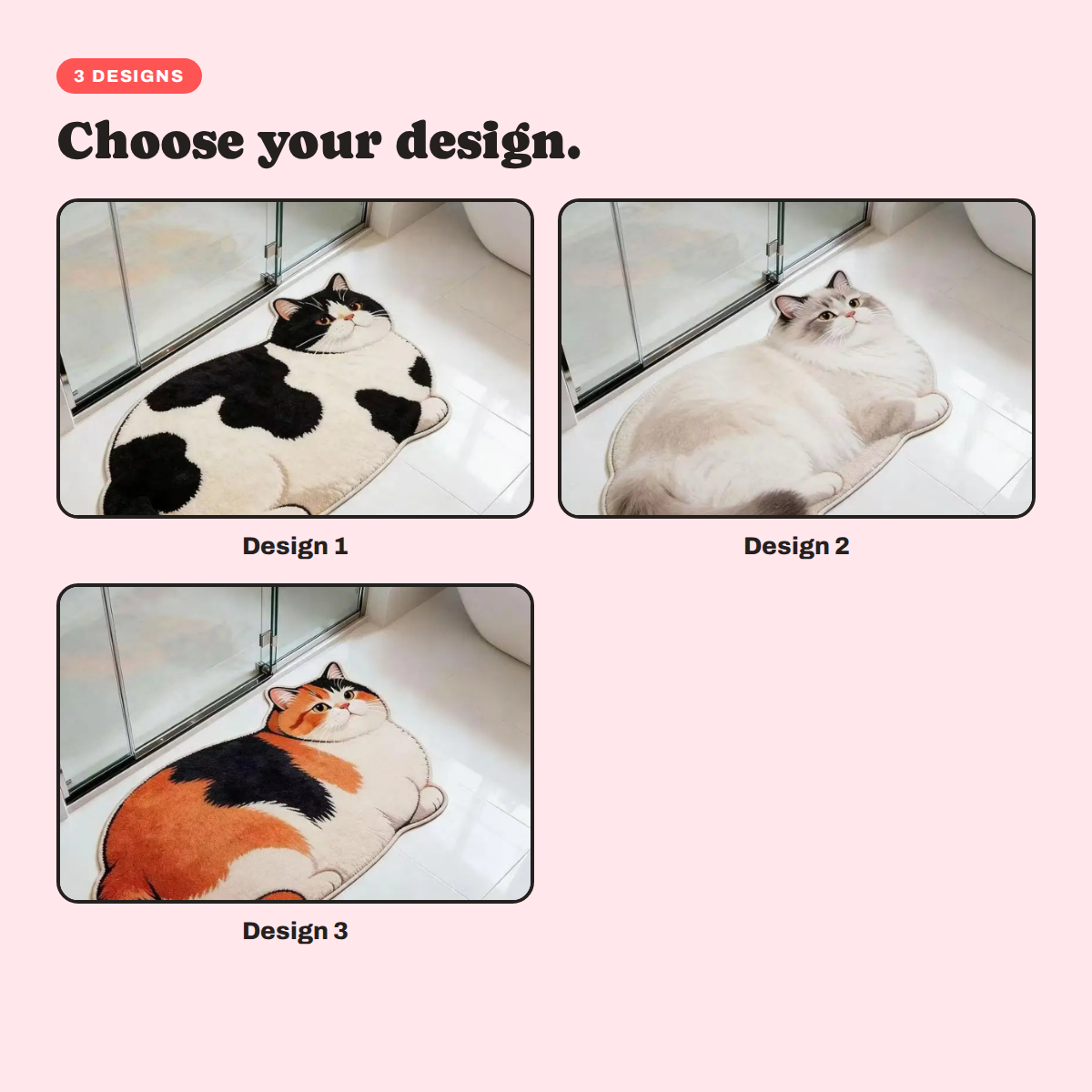 The designs available for the Cow Cat Absorbent Bath Mat