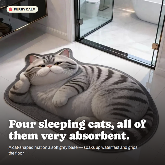 Sleeping Cat Absorbent Floor Mat in a real room