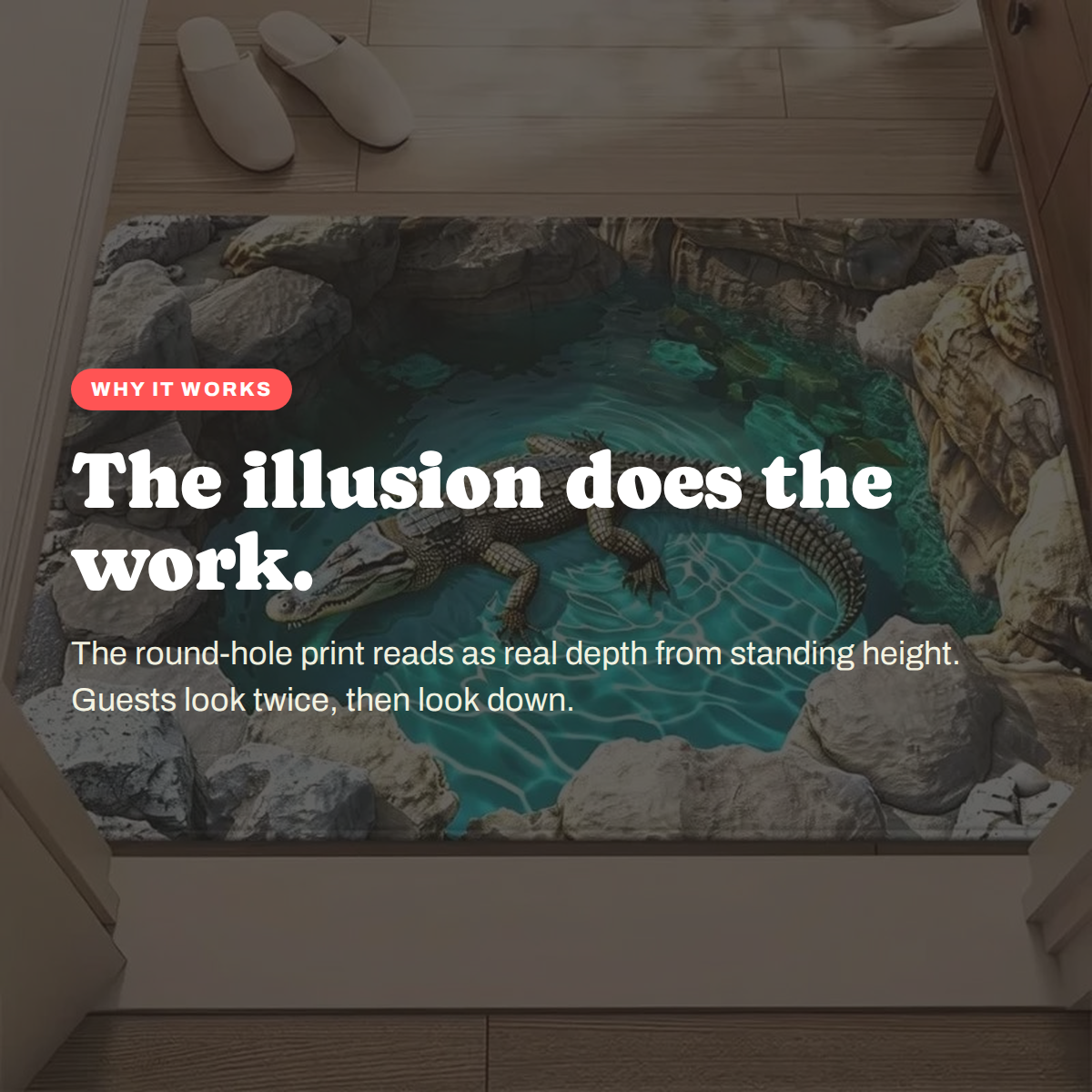 Why the 3D illusion works, seen from standing height