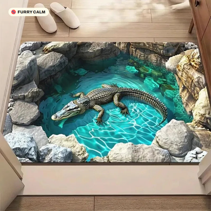 Koi pond 3D illusion floor mat in a hallway