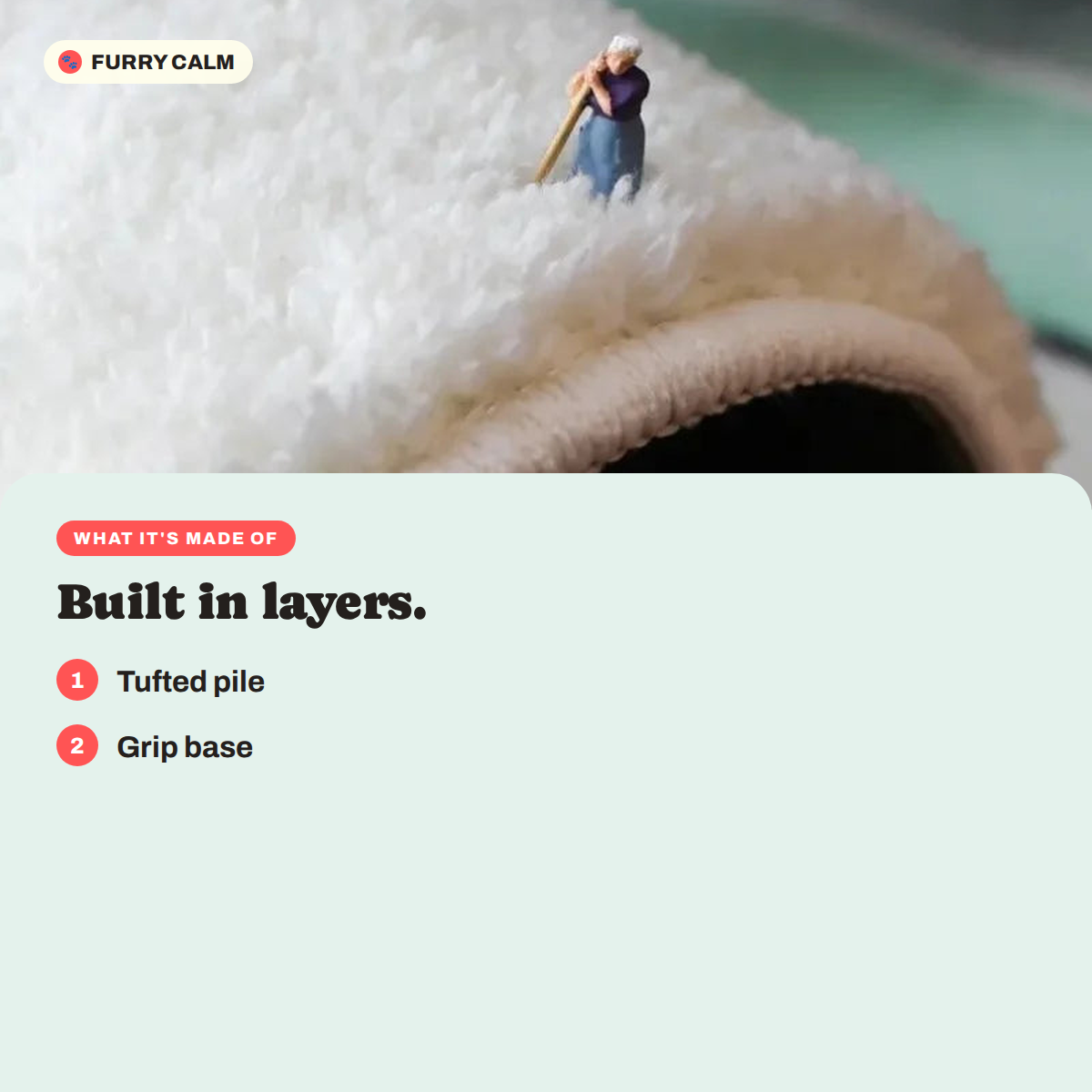 What the Long Cat Bedside Runner Rug is made of: Tufted pile, grip base
