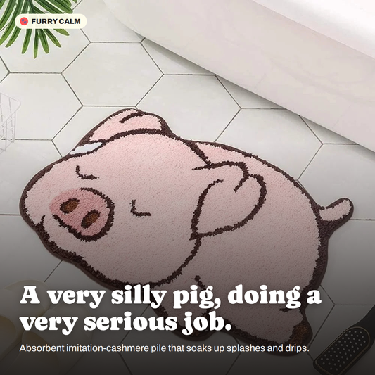 Pink Pig Plush Floor Mat in a real room