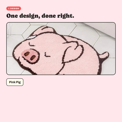The designs available for the Pink Pig Plush Floor Mat