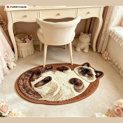 Siamese Cat Face Oval Rug shown in use