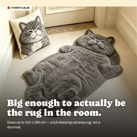 Sleepy Cat Oversized Floor Rug in a real room