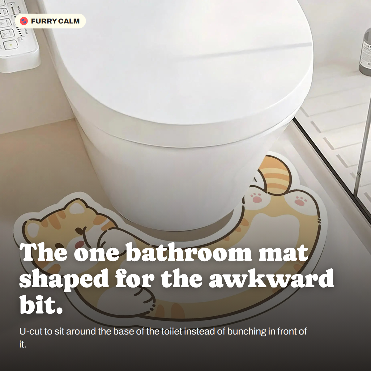 Kitty U-Shape Toilet Mat in a real room