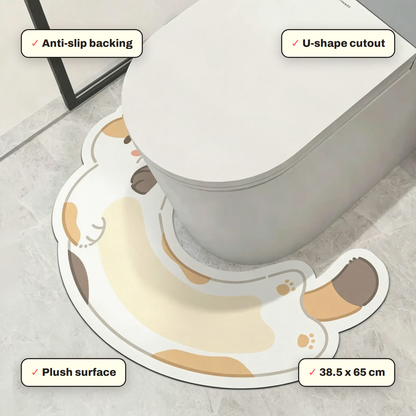Kitty U-Shape Toilet Mat key features: U-shape cutout, Plush surface, Anti-slip backing, 38.5 x 65 cm