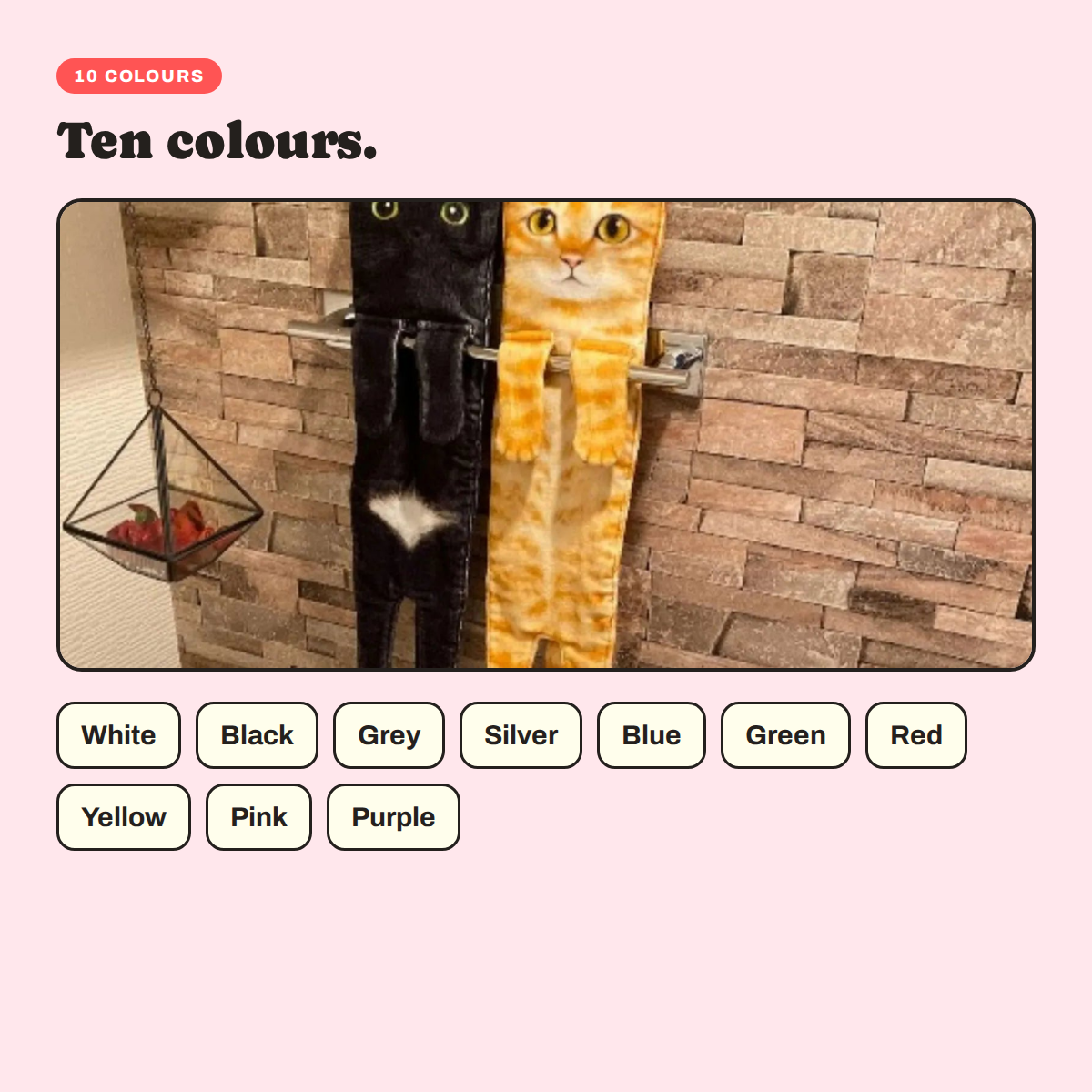 The designs available for the Hanging Cat Hand Towel