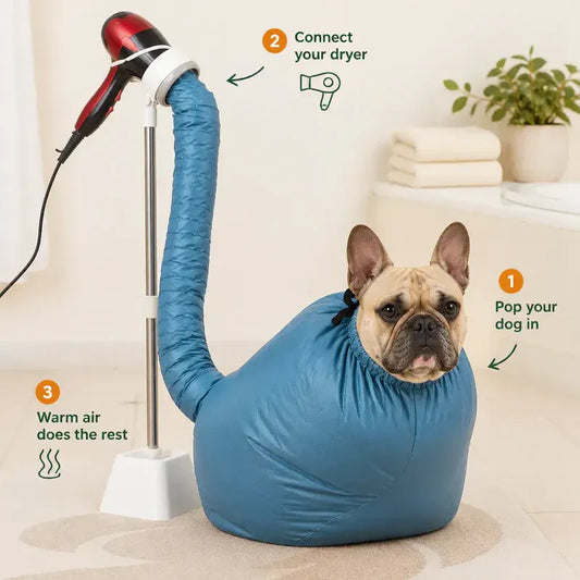 DryPod Dog Drying Bag for Home Hair Dryers