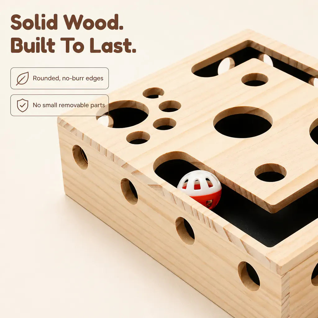 PawFile Cat Puzzle Box with Claw-Filing Holes