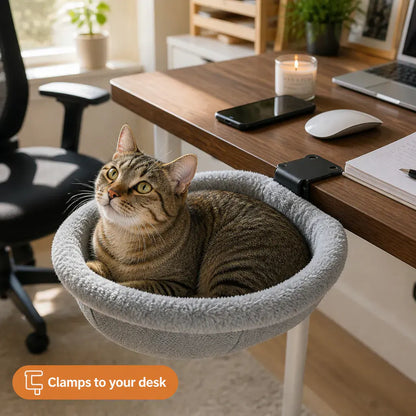DeskNest Clamp-On Cat Hammock for Desks