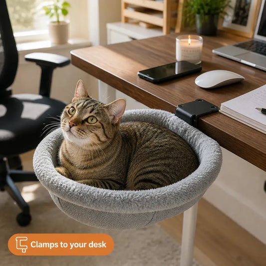 DeskNest Clamp-On Cat Hammock for Desks