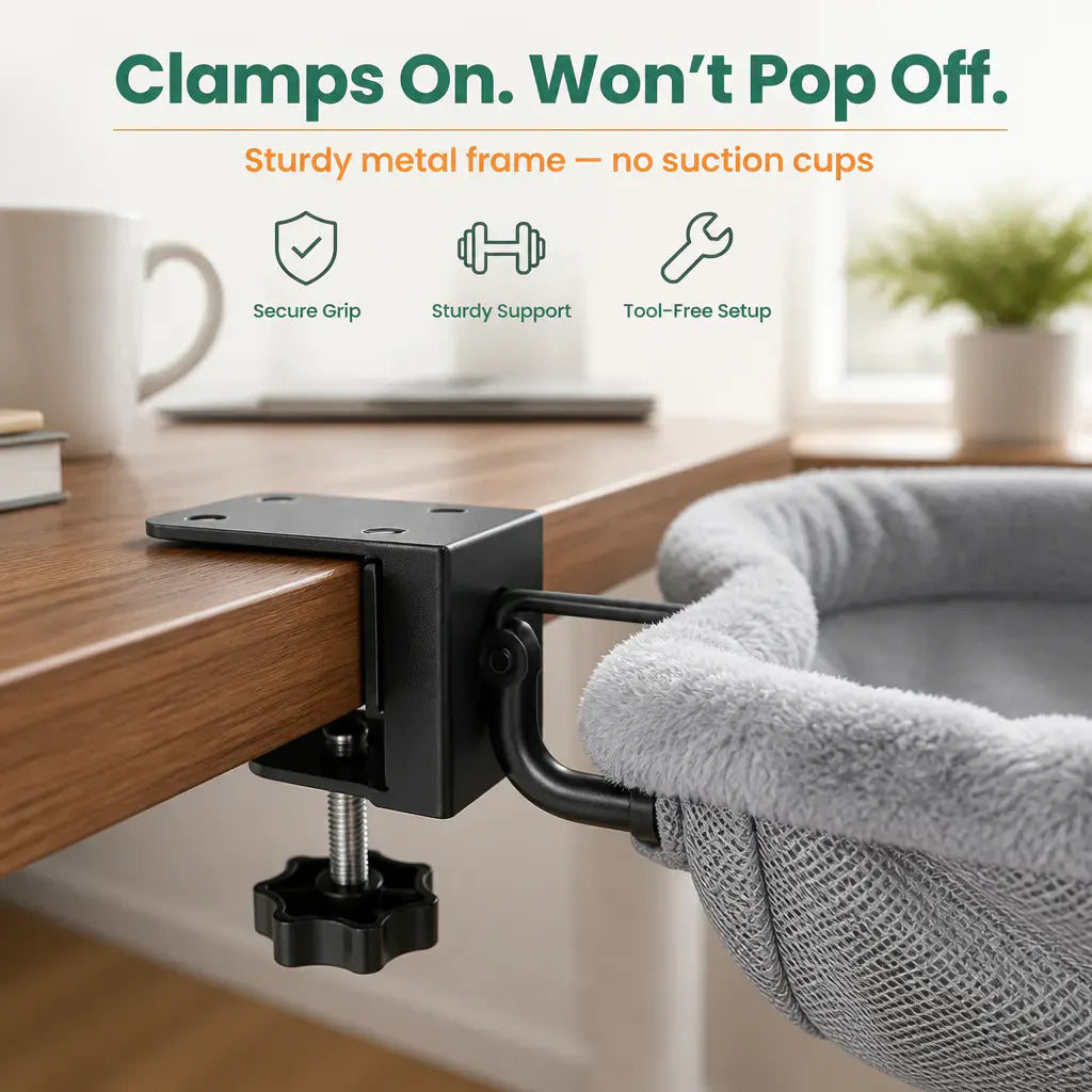 DeskNest Clamp-On Cat Hammock for Desks