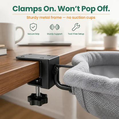 DeskNest Clamp-On Cat Hammock for Desks
