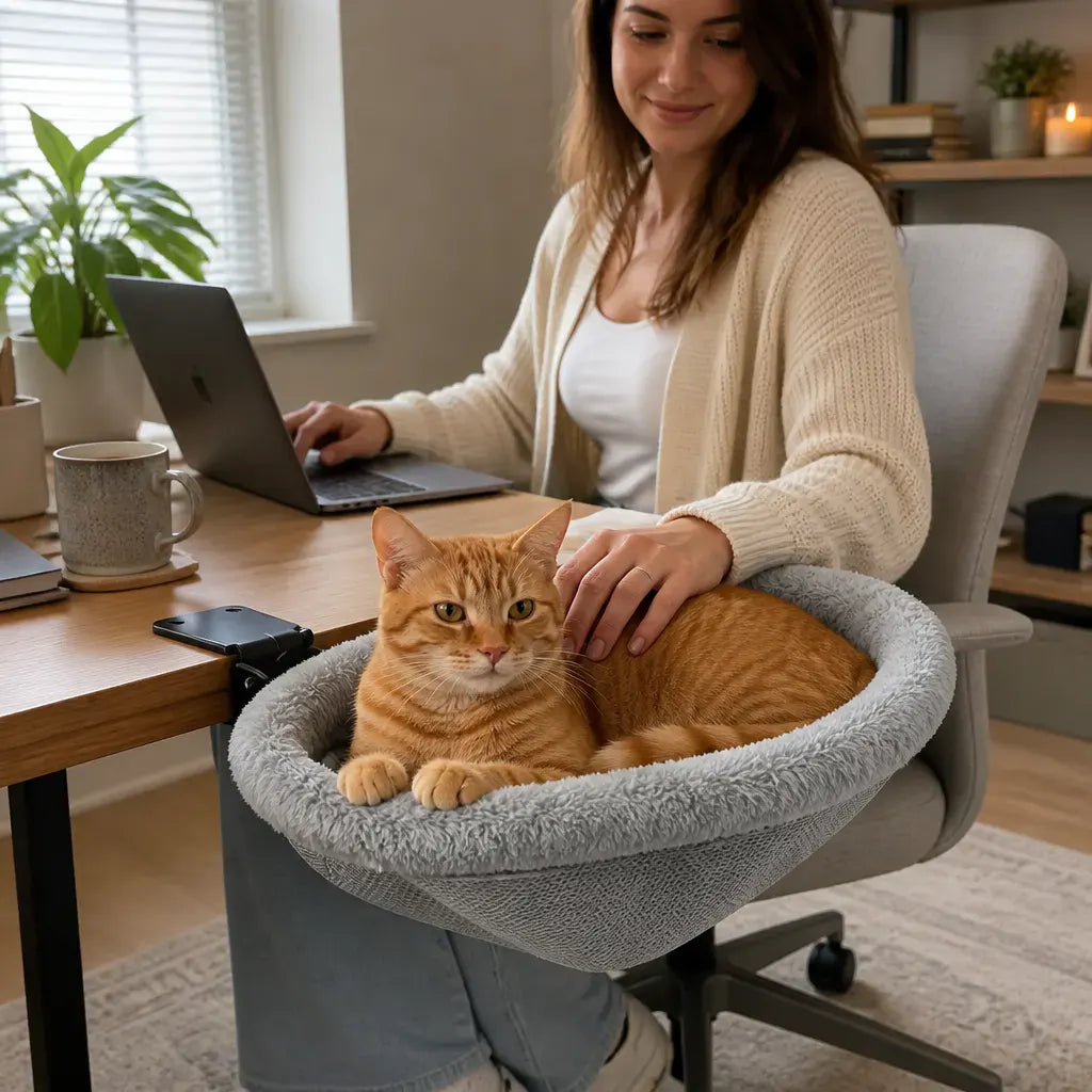 DeskNest Clamp-On Cat Hammock for Desks