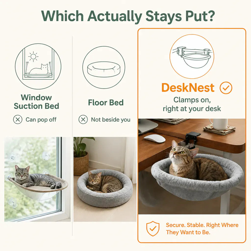 DeskNest Clamp-On Cat Hammock for Desks